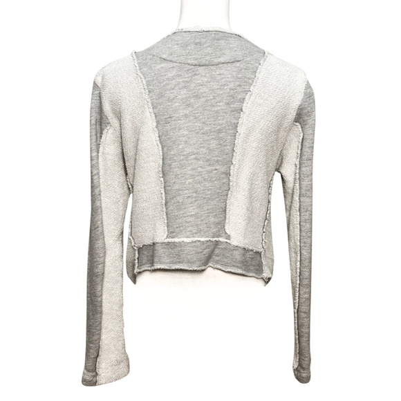 Aqua Brand Gray Sweatshirt Waterfall Long Sleeve Cropped Cardigan Small Pockets - Picture 4 of 6